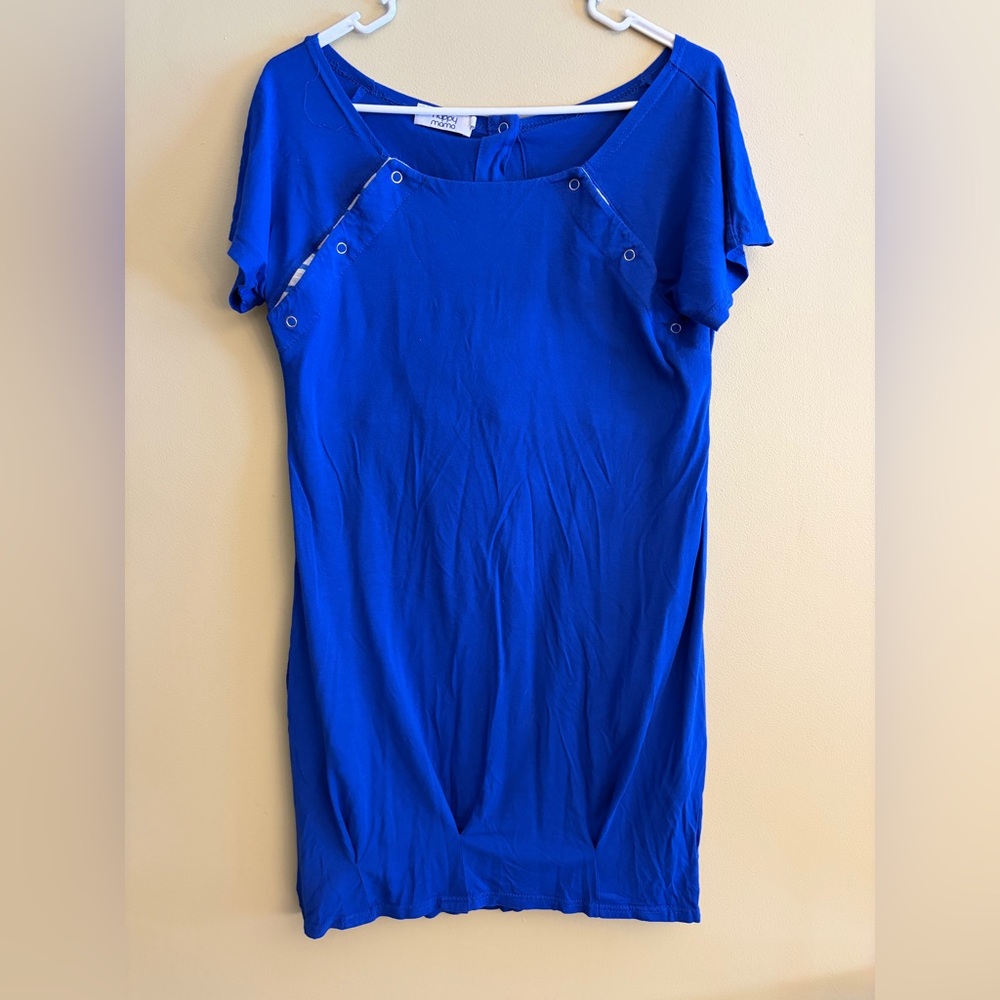 Blue Short Sleeve Maternity Dress